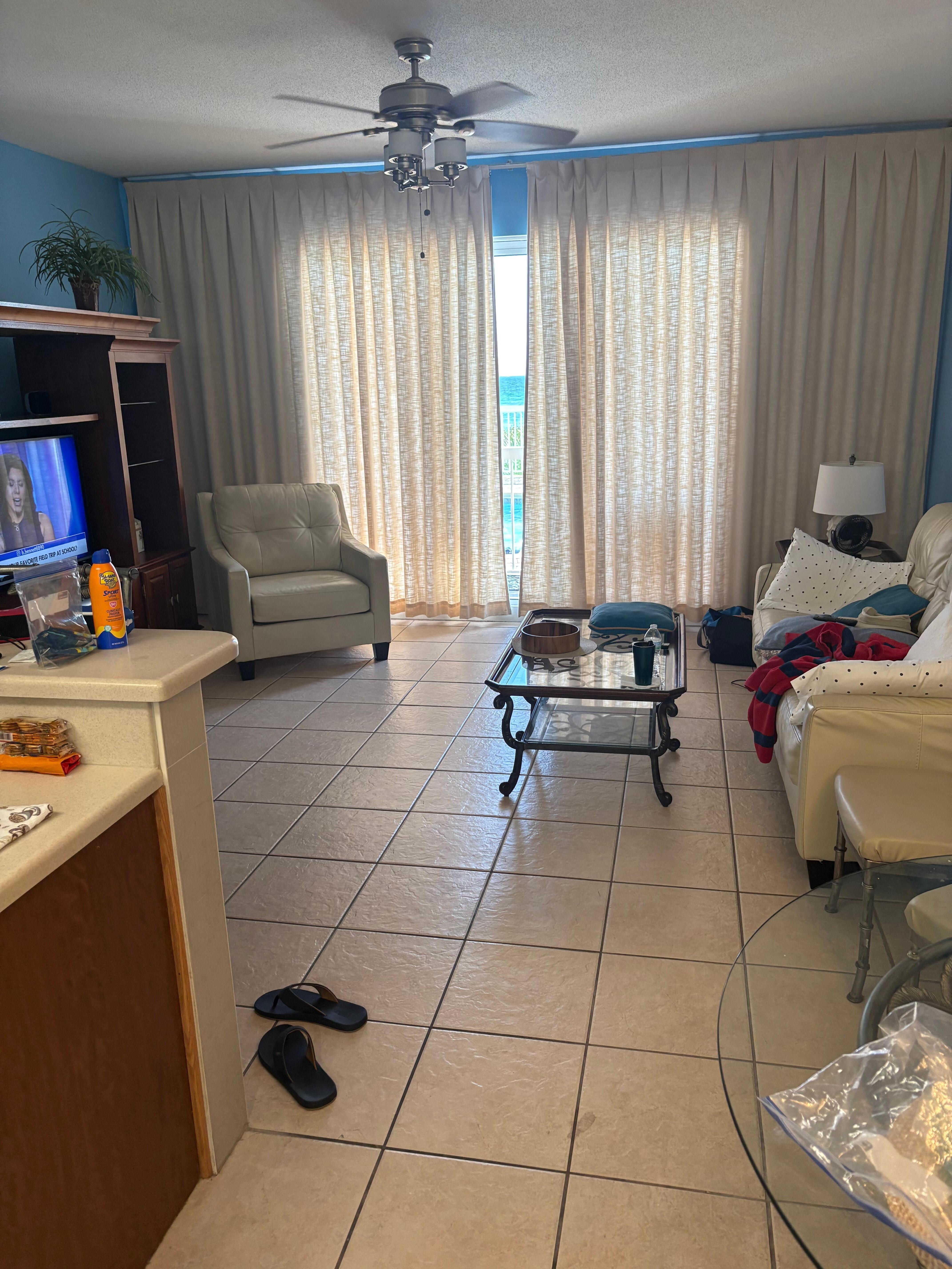 Added pillows from bunk to beef up couch ! 