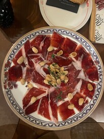 Delicious 100% Jamon iberico in Carmon restaurant