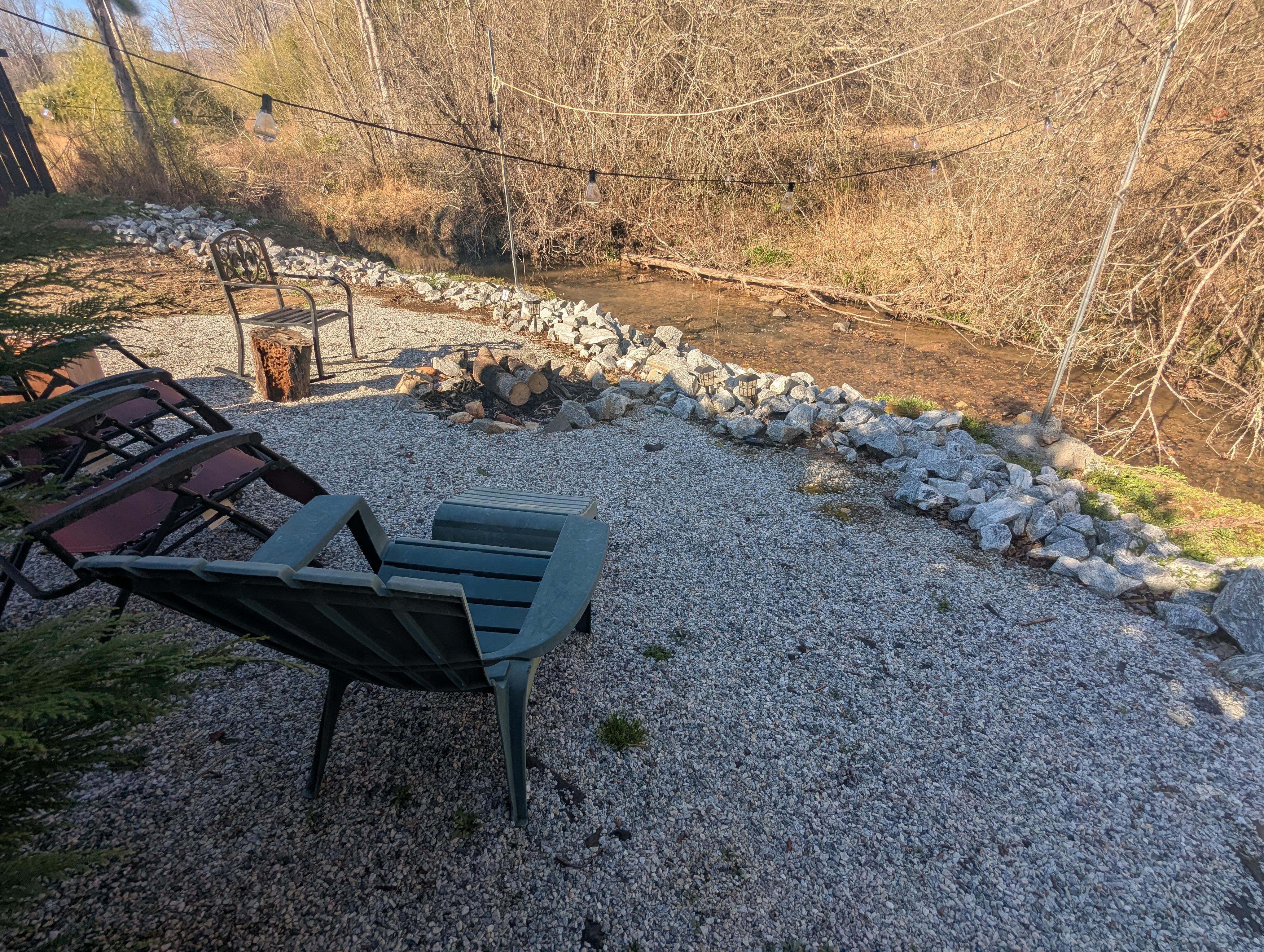 Fire pit by the creek