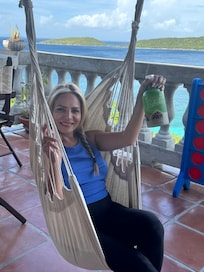My sister, relaxing in the hammock