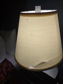 Lamp shade looks like it has been through some hard times