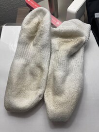 My socks after walking from the side of the bed to the bathroom. Floors were dirty
