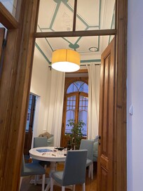 The dining area from the hall. Just loved these windows and the open concept to the living area.