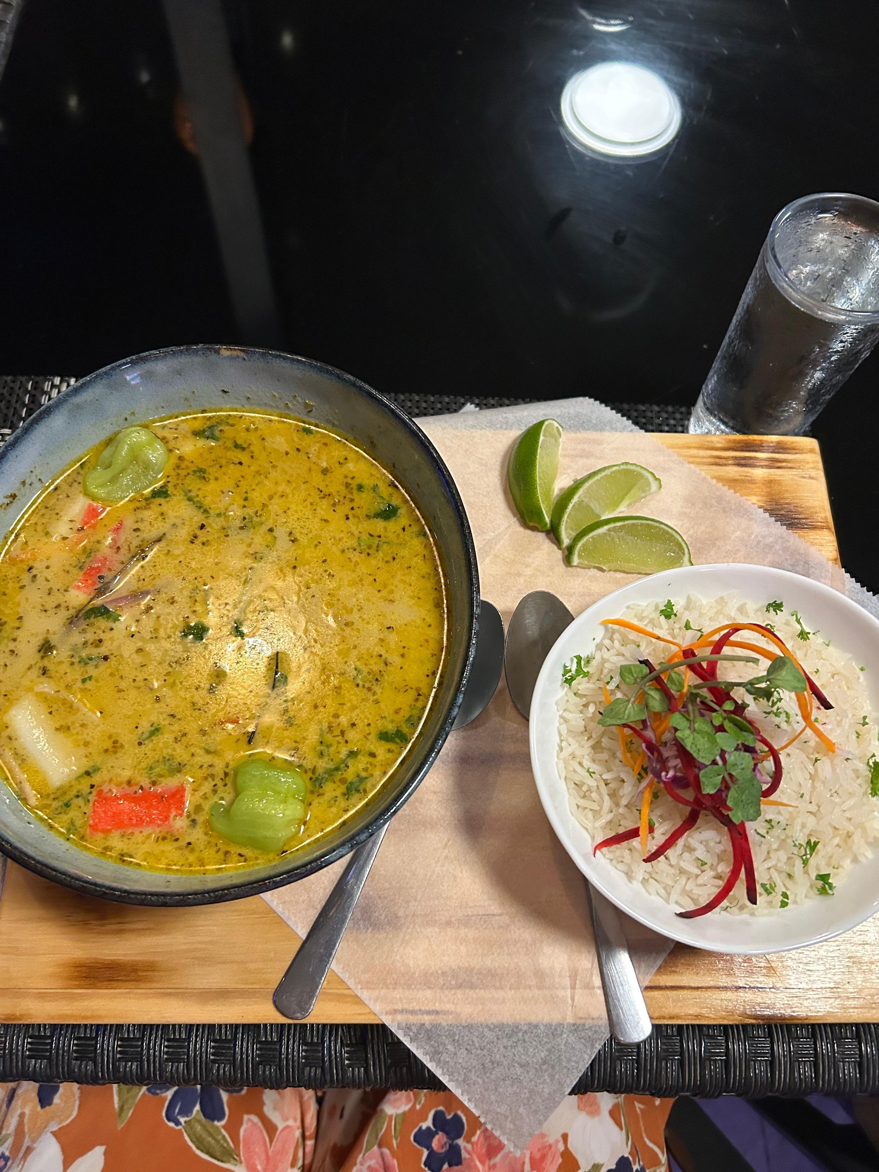 Seafood creamy soup. Delicious 