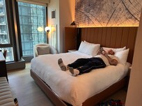 Tight space, a connecting room, comfy beds but worked for what we needed.