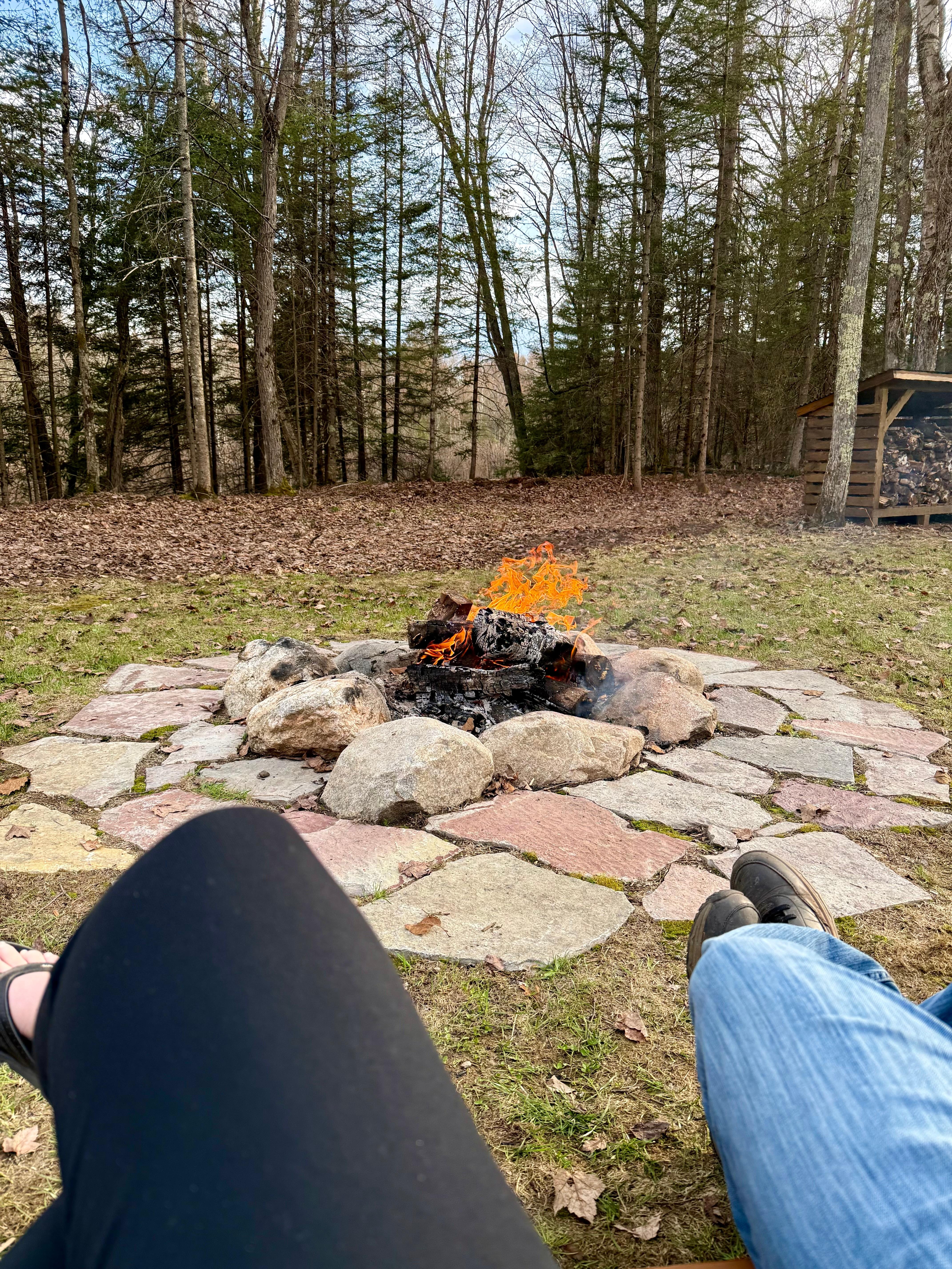 Relaxing fire pit with wood supplied 