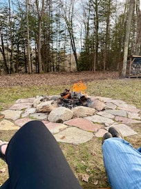 Relaxing fire pit with wood supplied