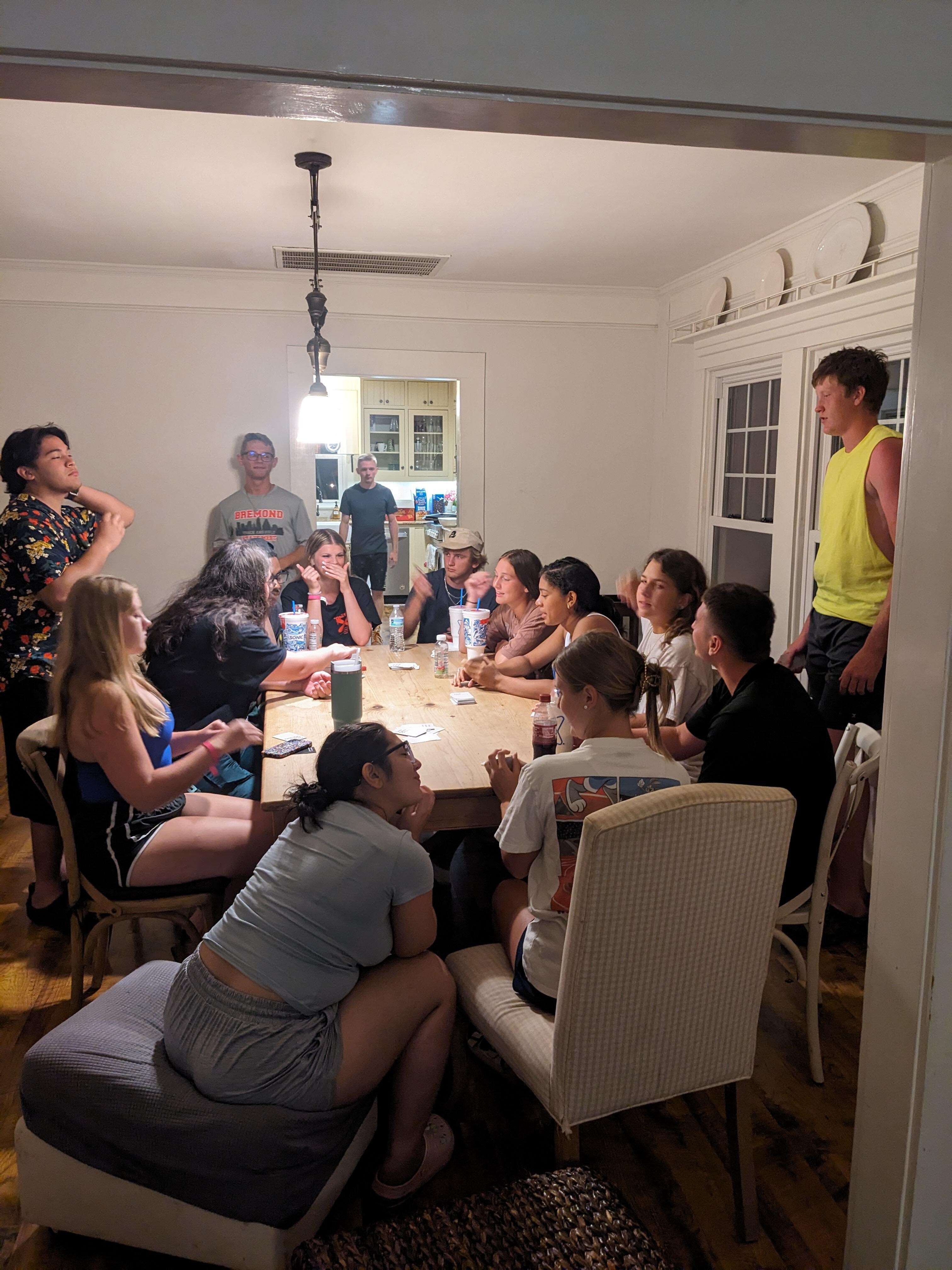 Playing cards around the table in the Nut House