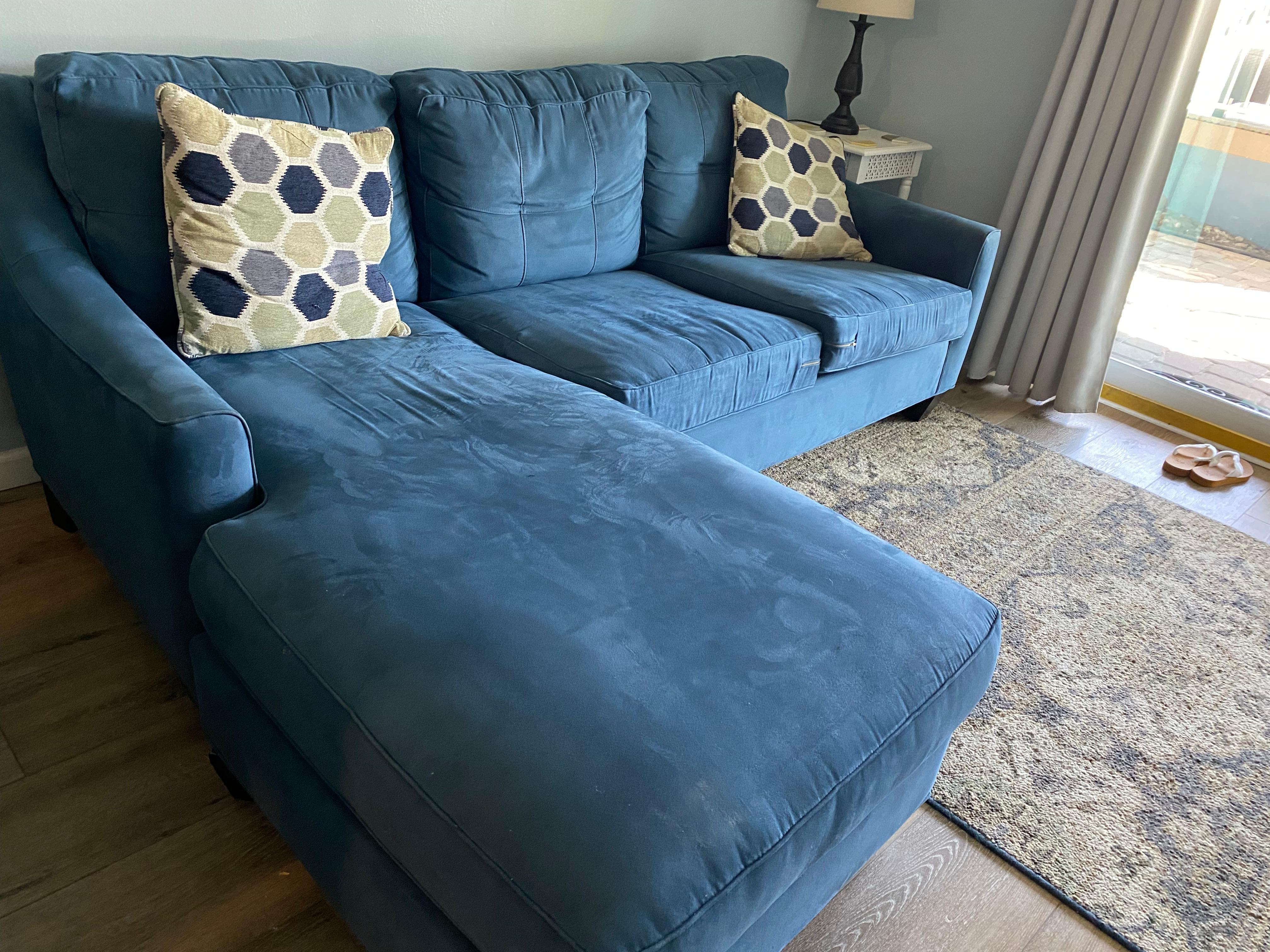 Super comfortable furnishings, including this couch, we slept in very comfy bed upstairs to see the ocean from the slider.