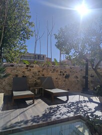 Aussicht beim Frühstück, bei gutem Wetter im Freien