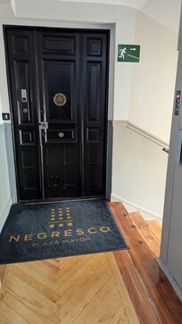 Hotel is on an upper floor reached by elevator