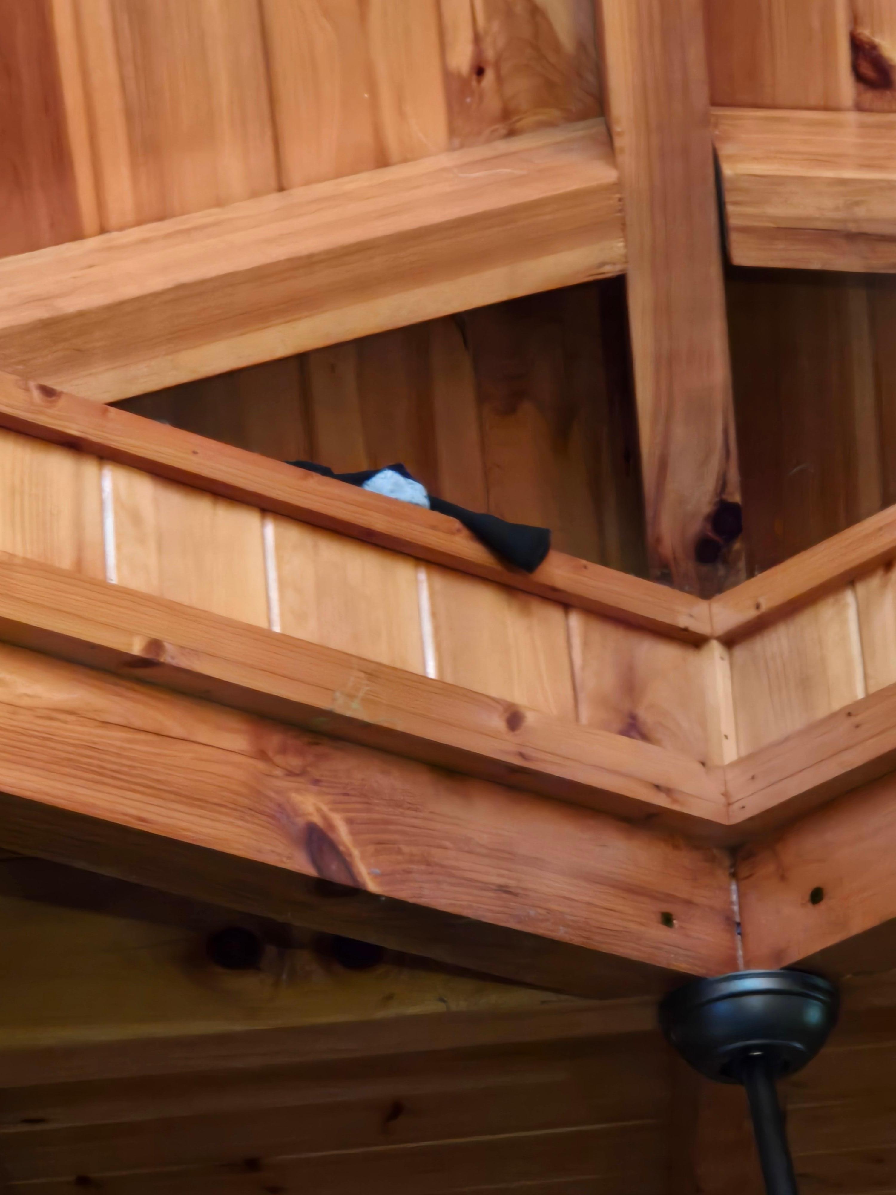 Sock hanging from ceiling 