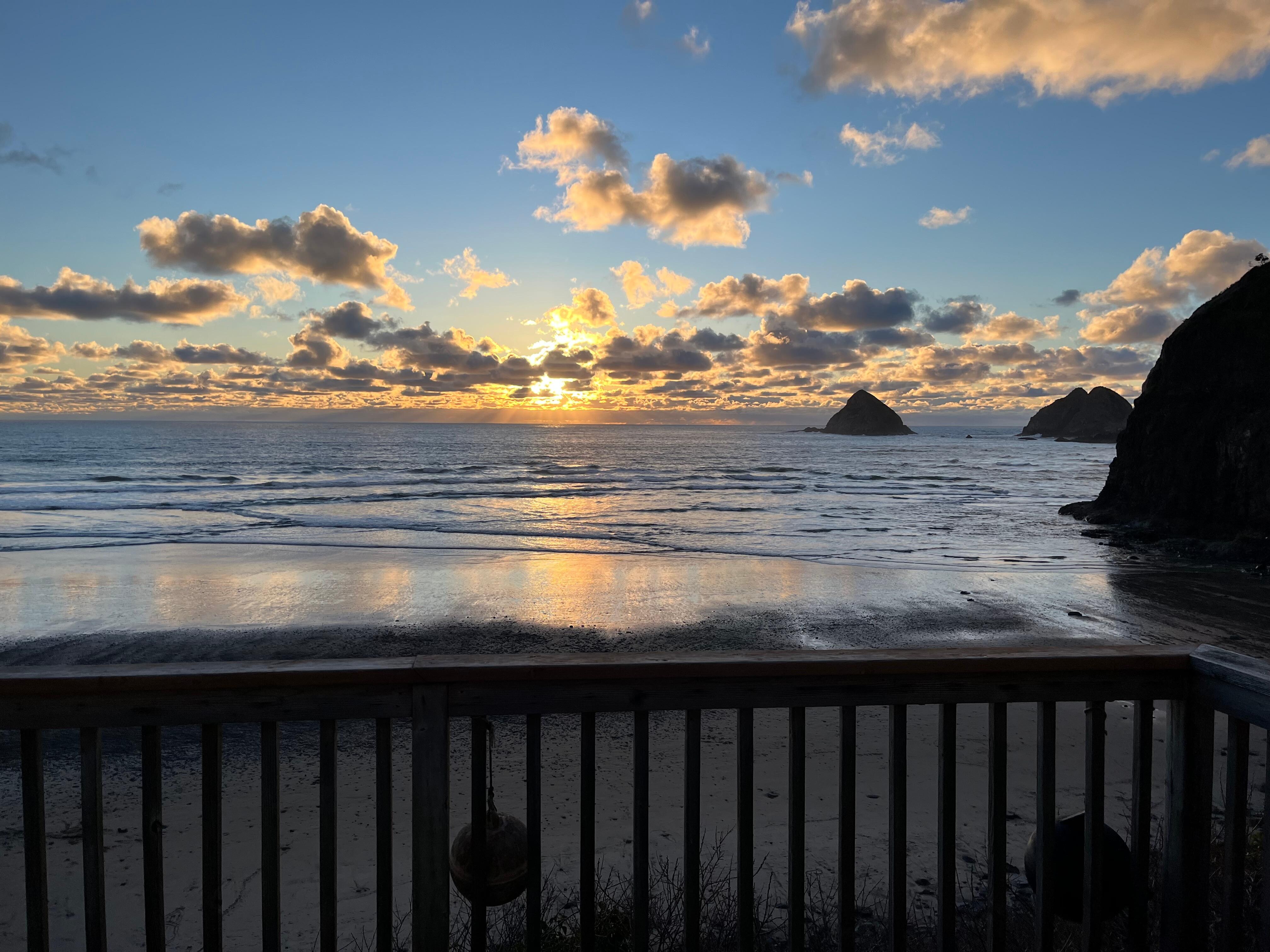 Just before sunset on the first day