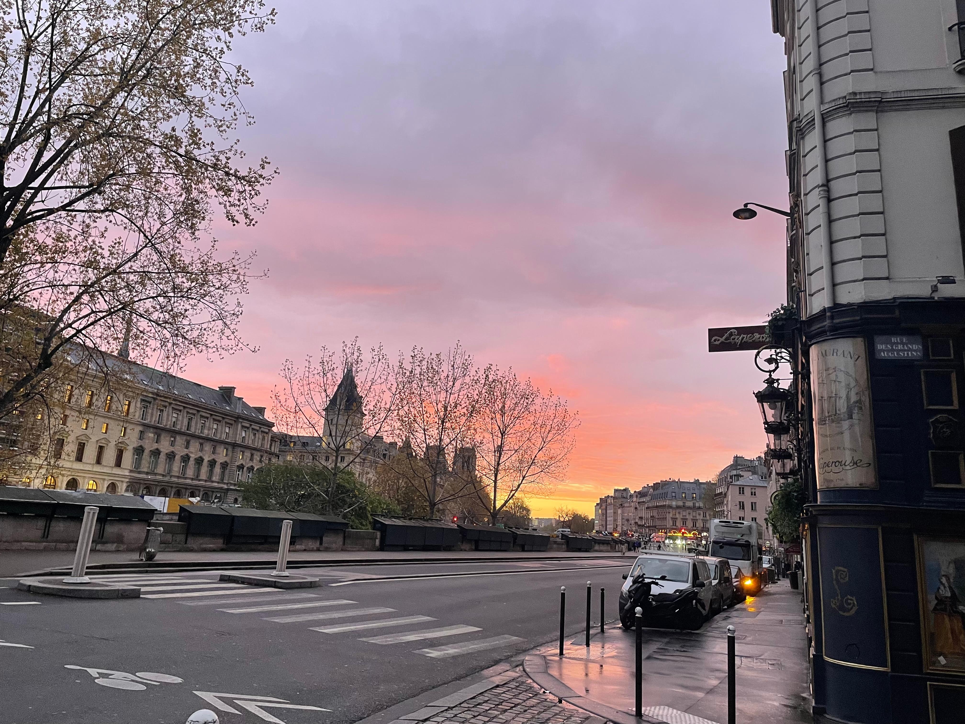 Sunrise view in front of the apartment