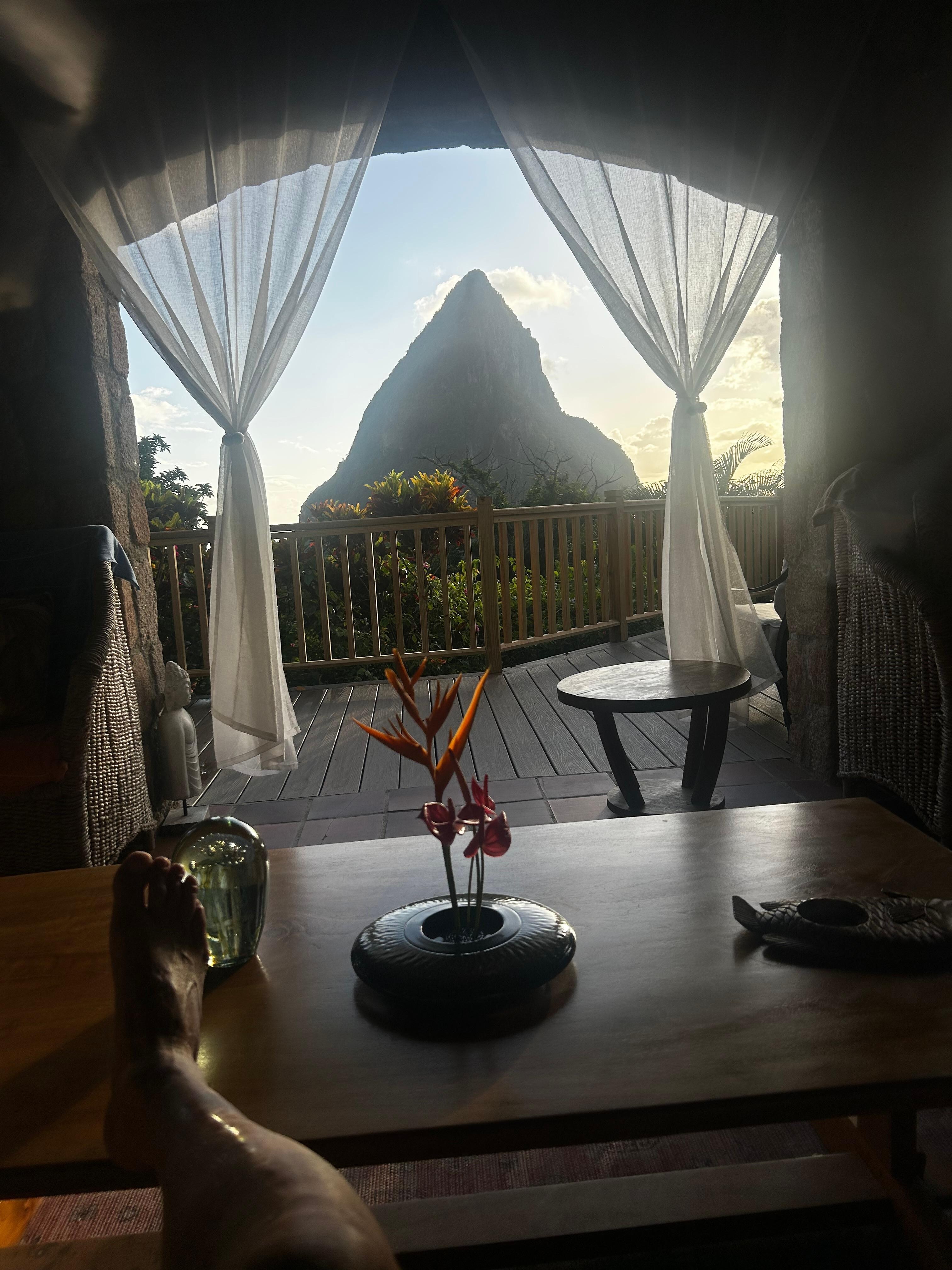 Living room at sunset 