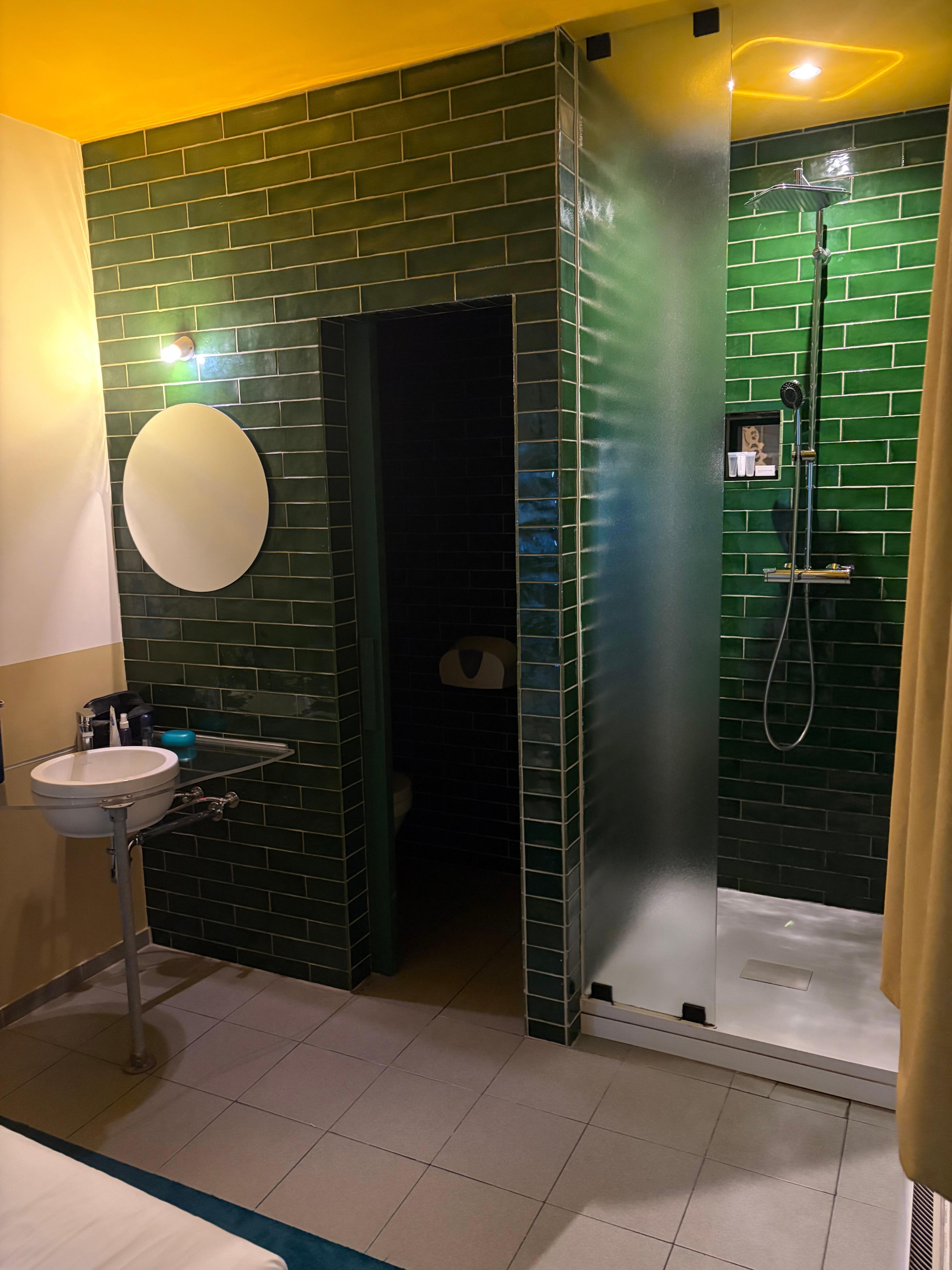 My Blue room shower and toilet.