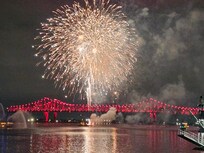 Fireworks over the Mississippi.