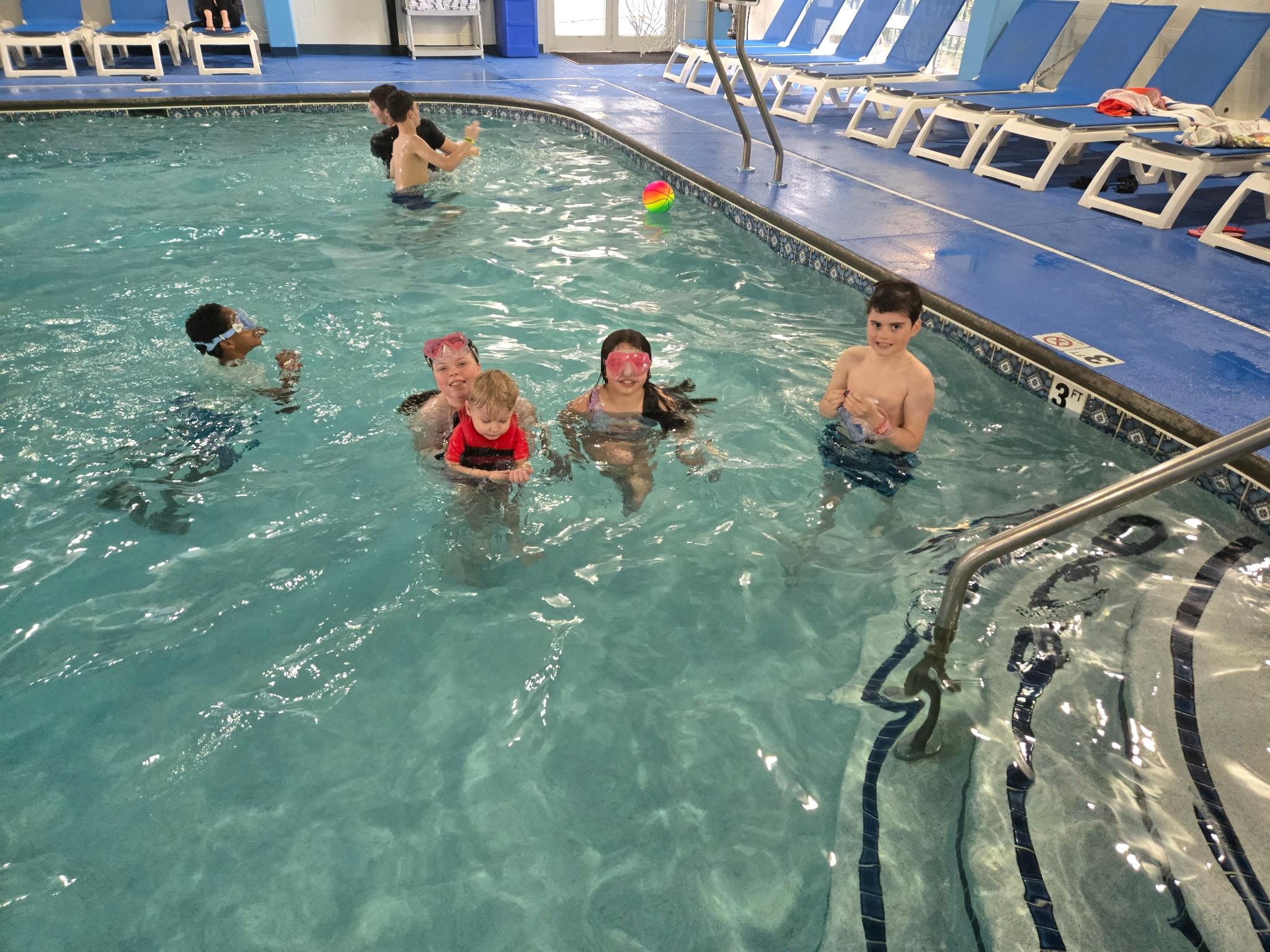 When we went swimming in the inside pool at 7:00 or 7:30