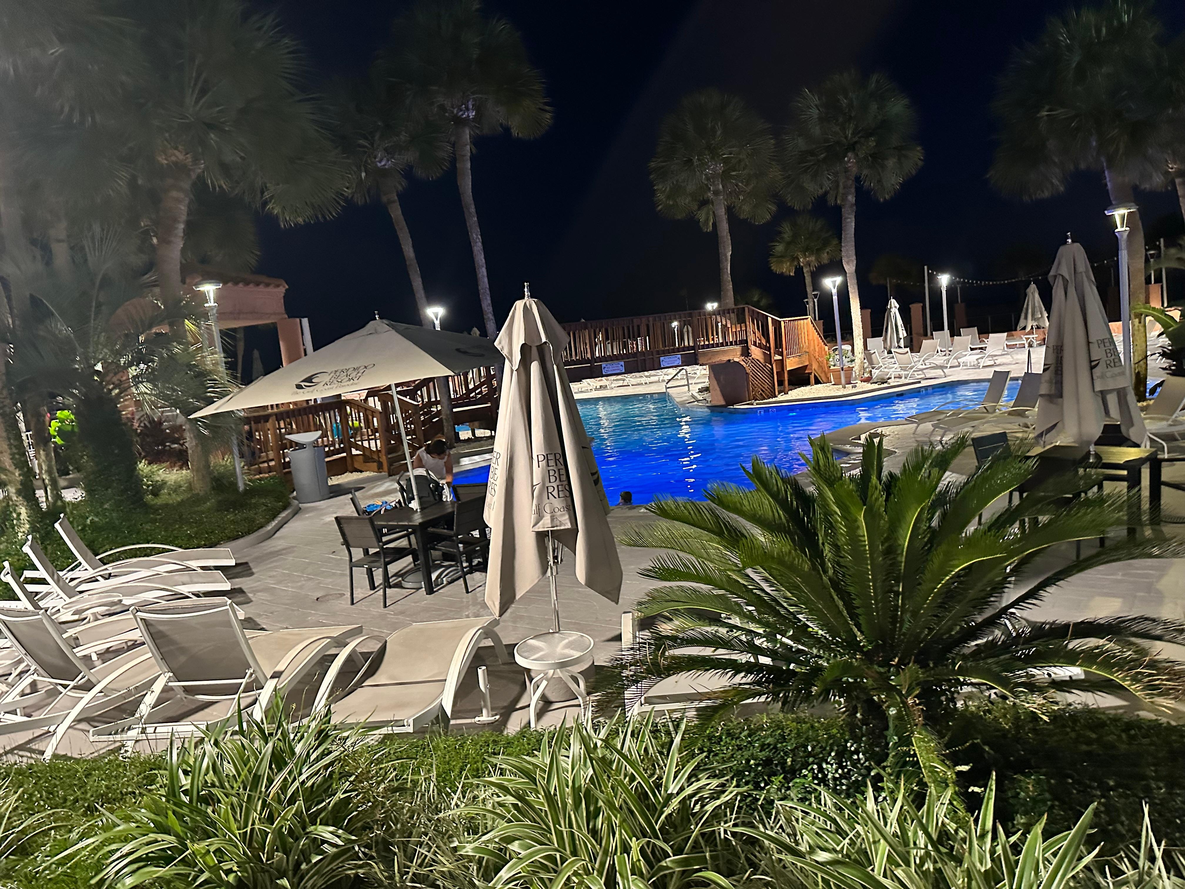 Night time by the pool