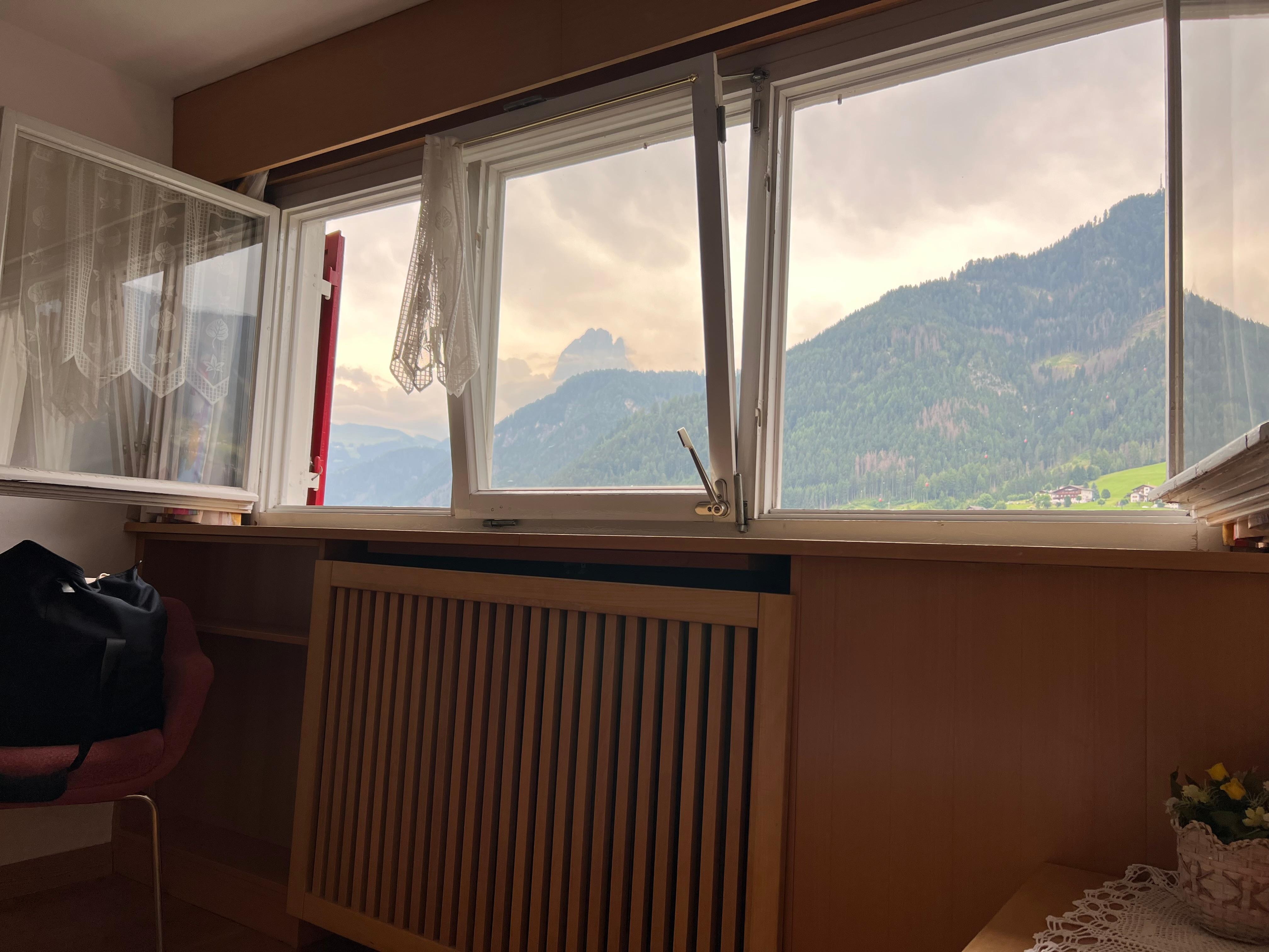 Dolomites in view from window