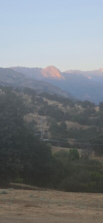 View of Moro Rock in Sequoia National Park from the cabin.