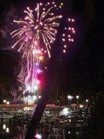 Hilton fireworks view from balcony.