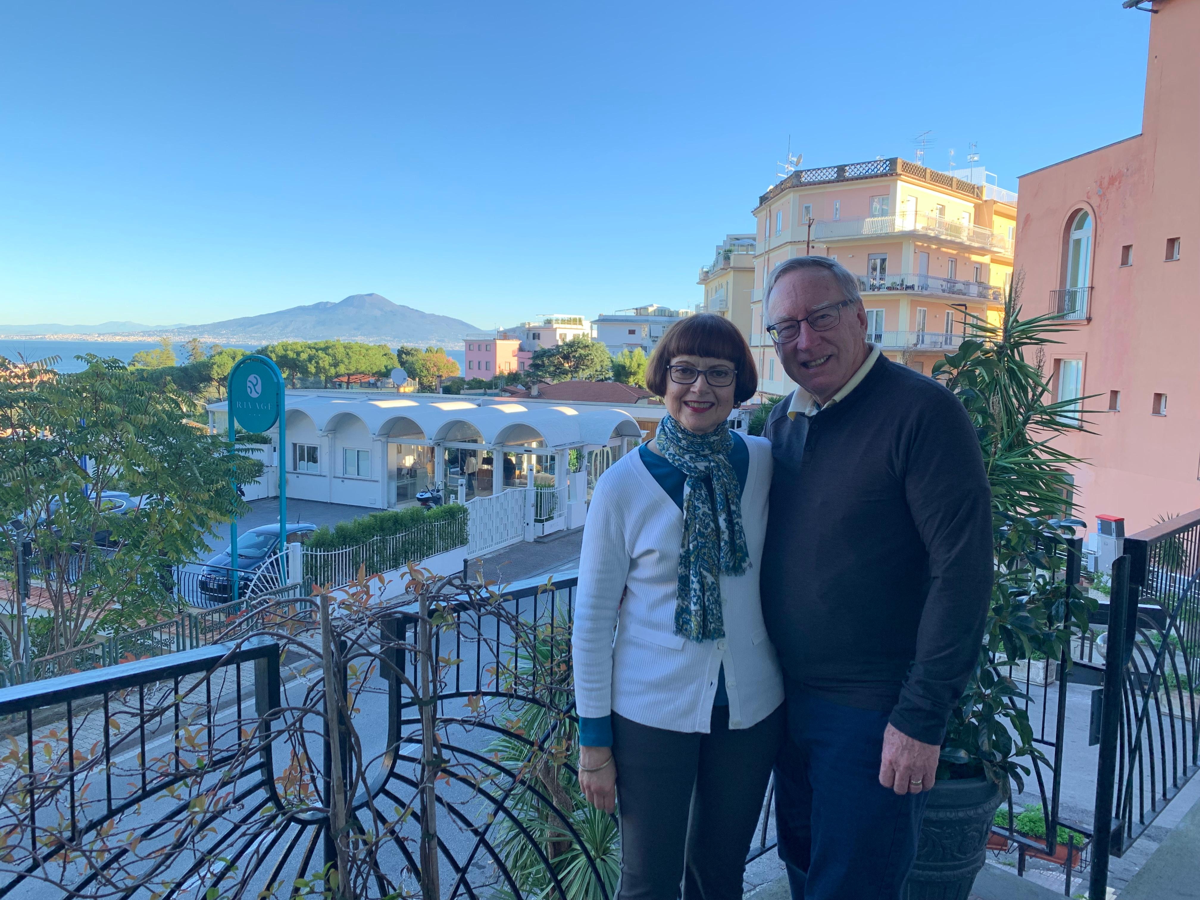 View from apartment balcony with Mt. Vesuvius in background. 