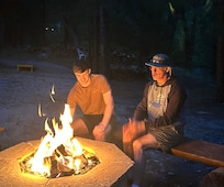 Fire pit was enjoyed while relaxing near the creek