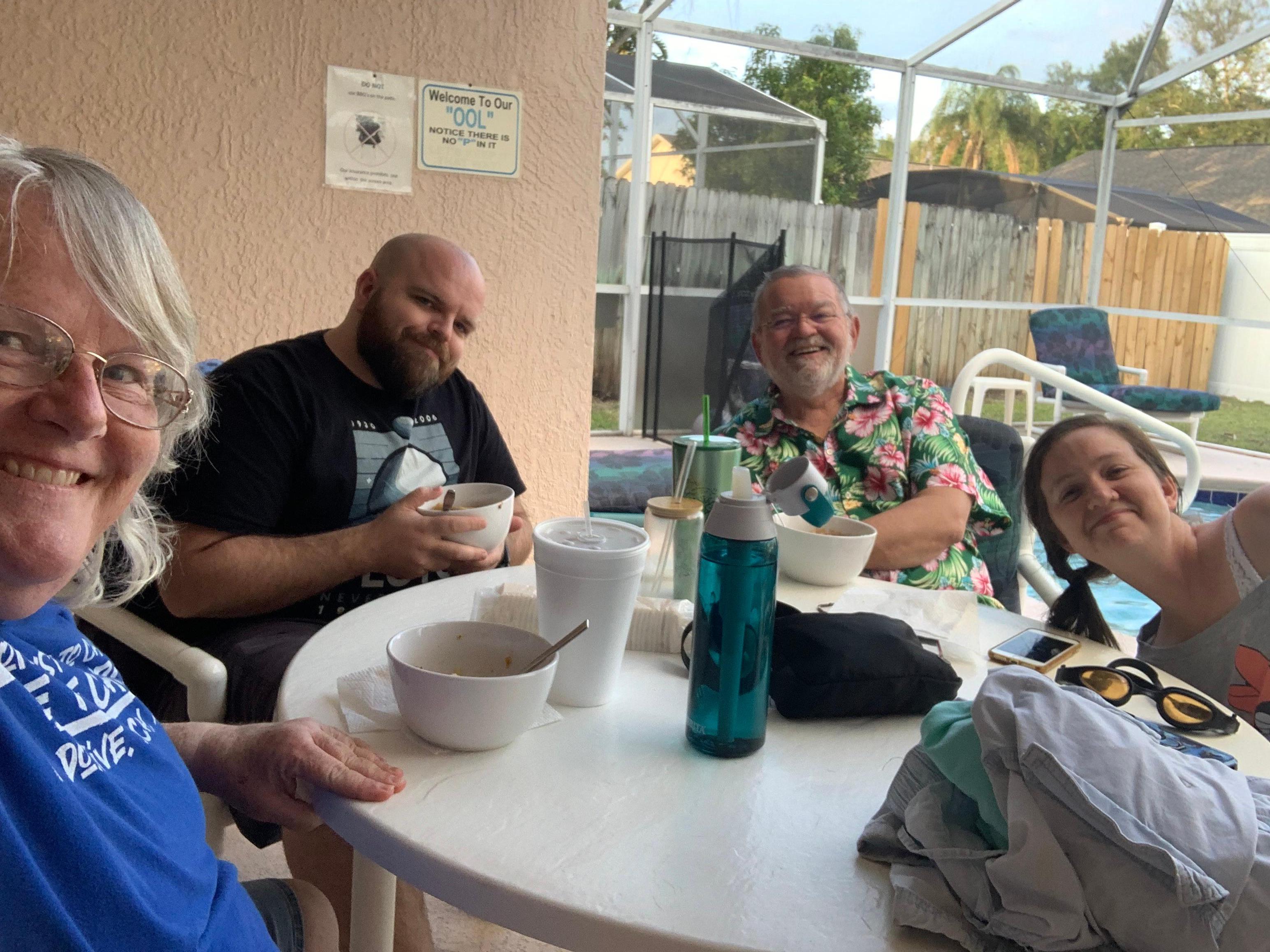 The back patio table was big enough for 3 couples. 