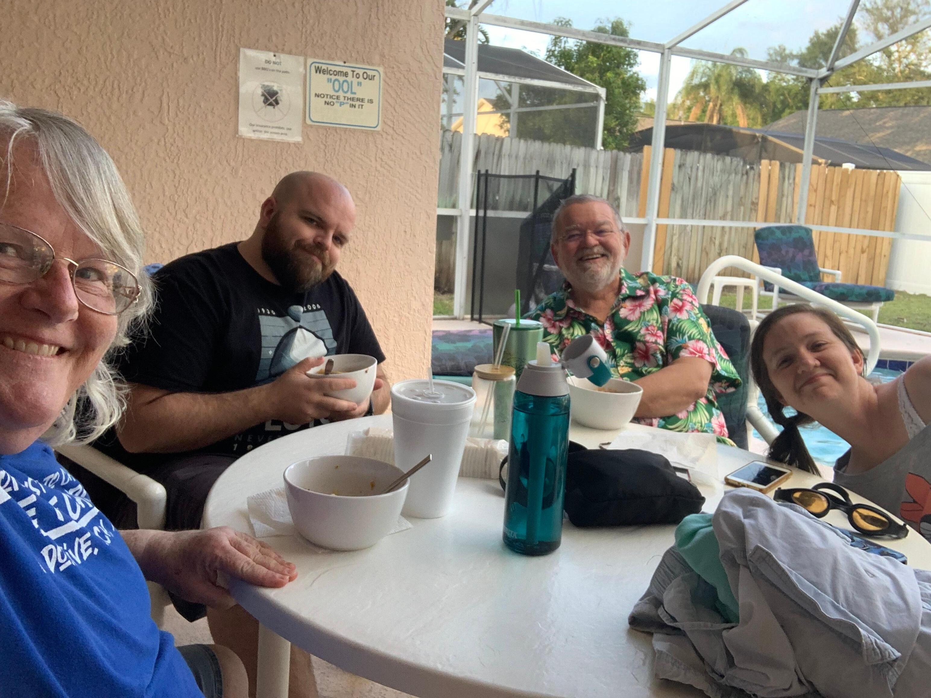 The back patio table was big enough for 3 couples. 