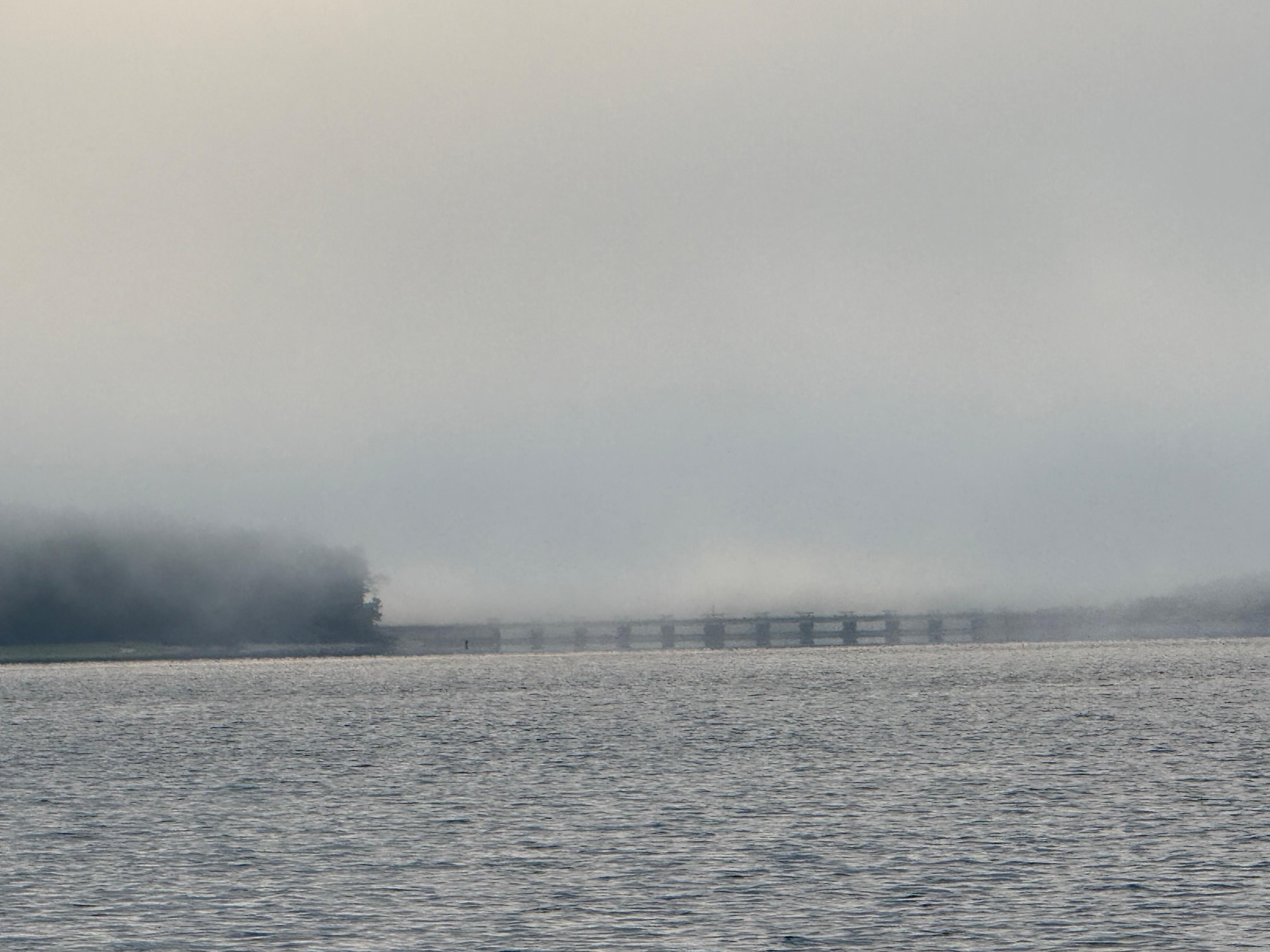 Low clouds over the dam one morning