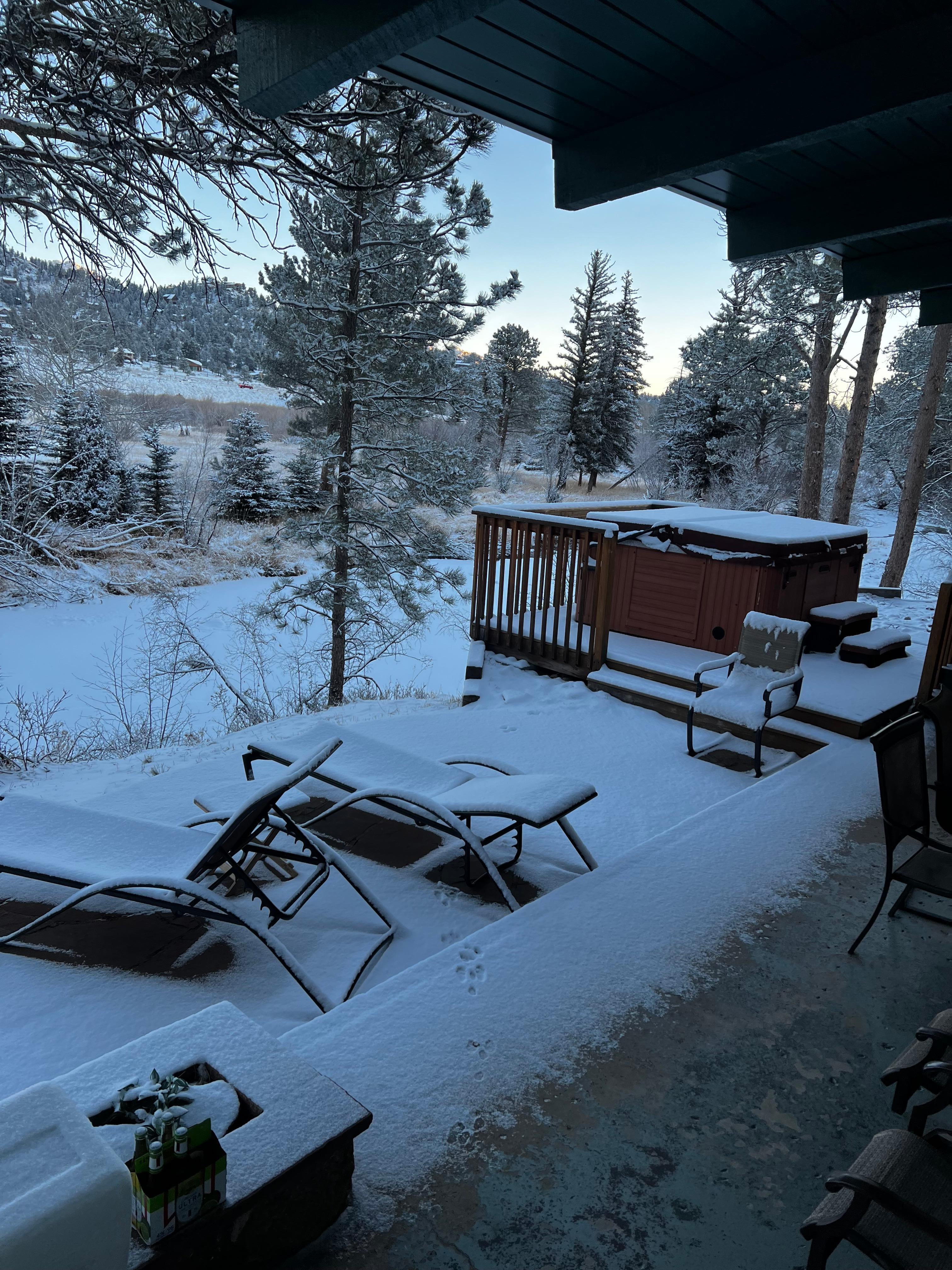 Fresh snow on the patio
