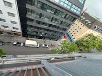 Looking down to Schillerstraße from front balcony.