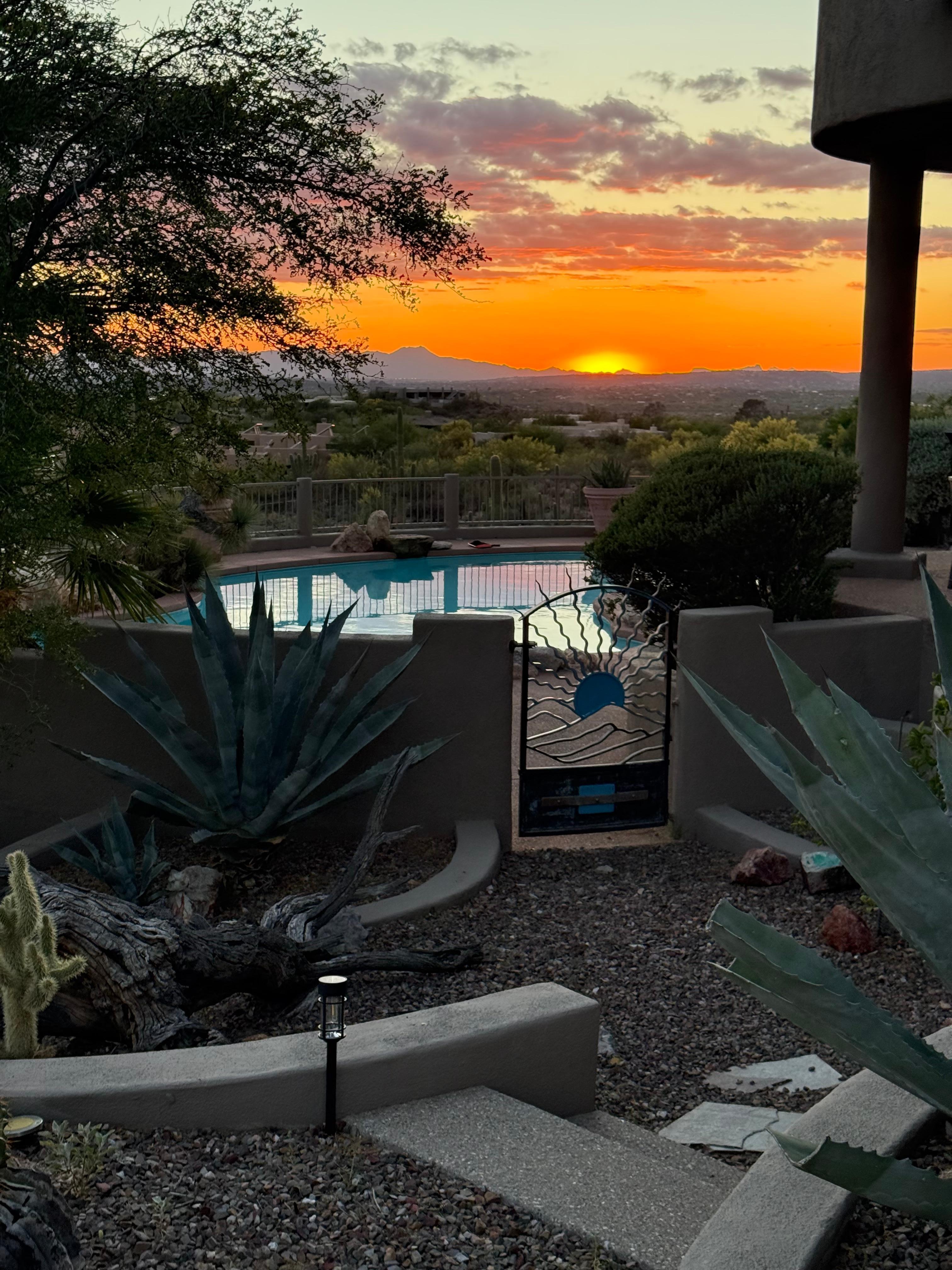 Beautiful sunsets by the pool. 
