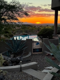 Beautiful sunsets by the pool.