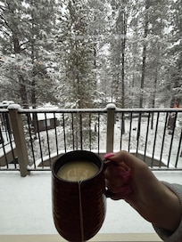 Enjoyed a cup of hot tea while looking at the beautiful snow