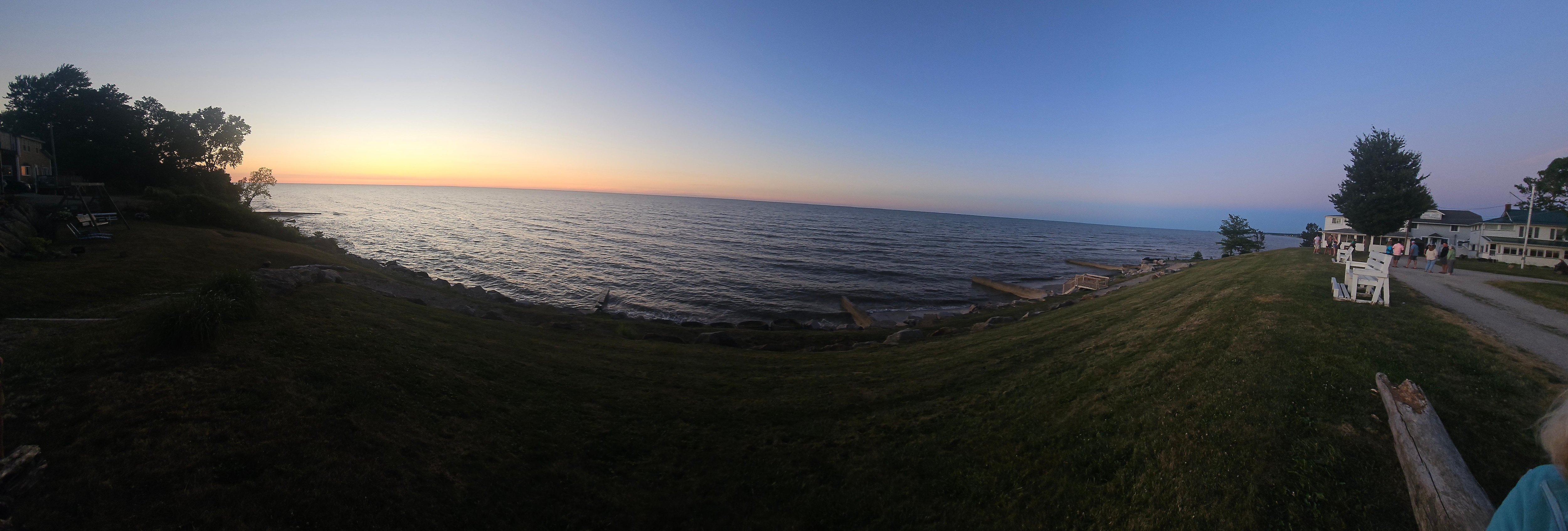 Sunset at the beach at the end of the road