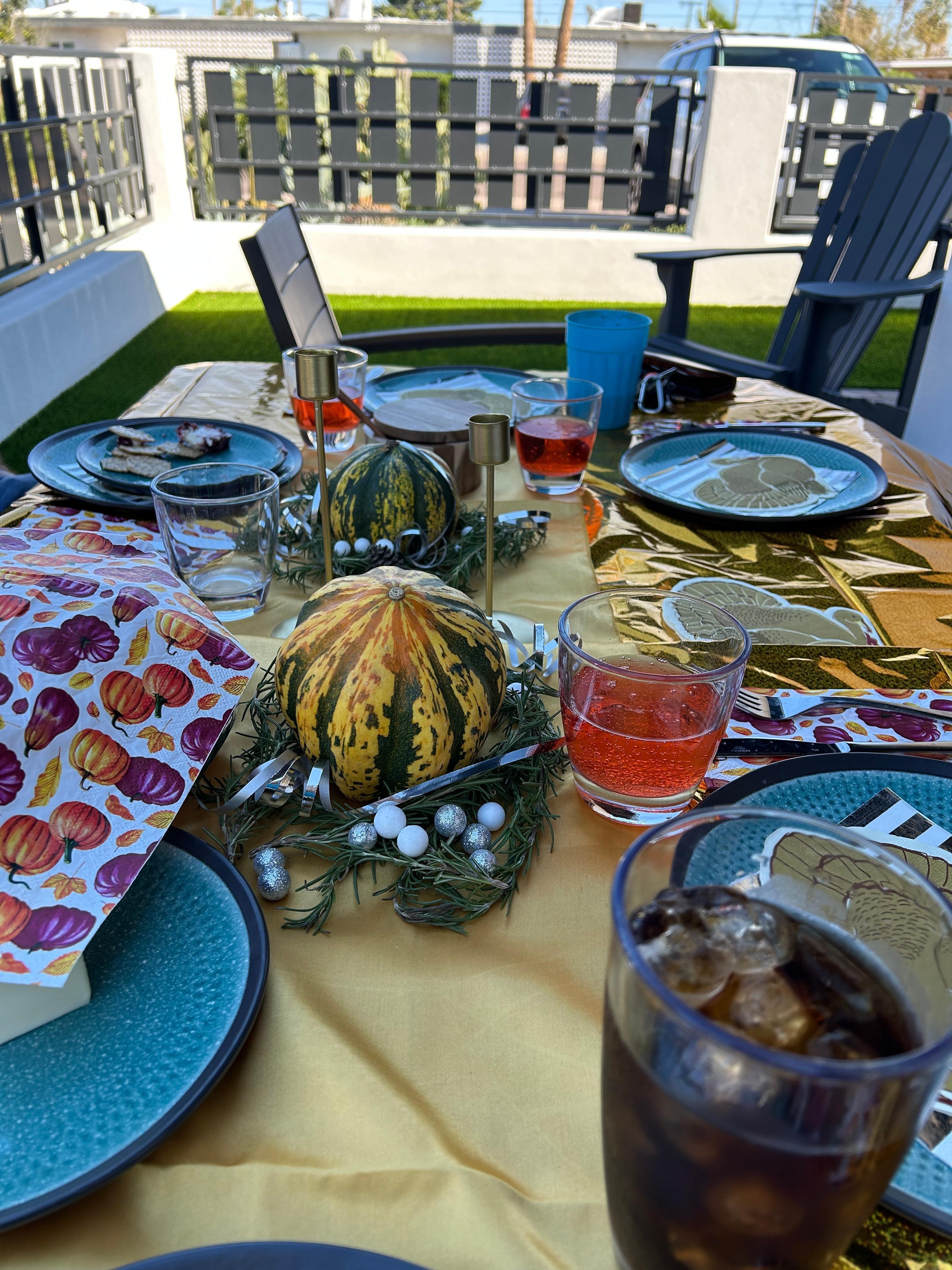 Lovely outdoor patio where my adult children and I enjoyed Thanksgiving together.