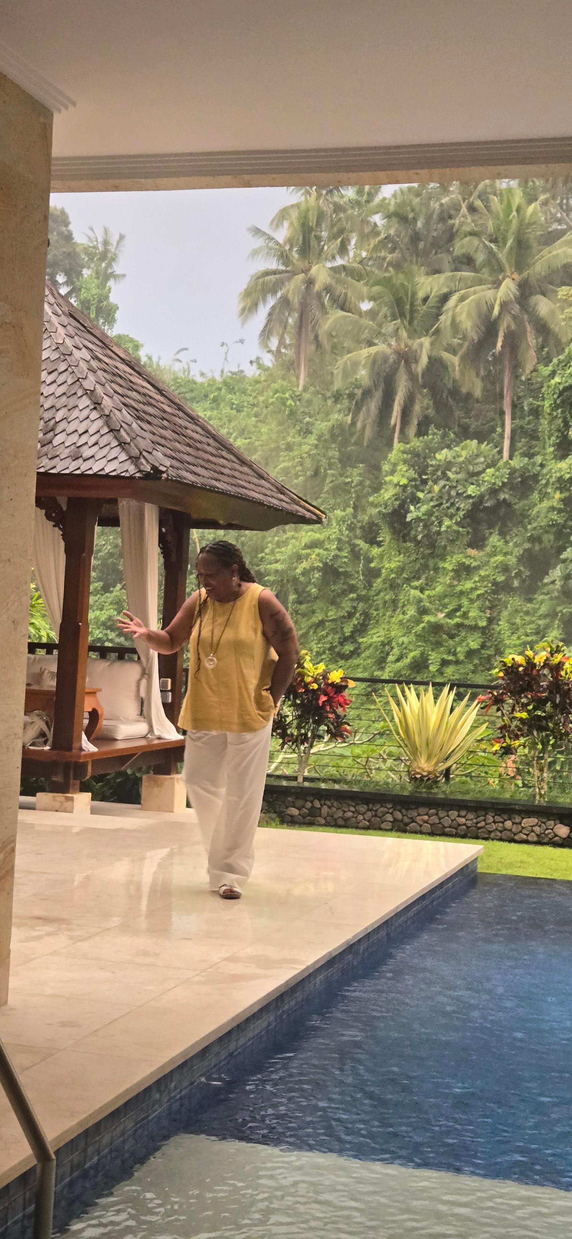 Enjoying the rain.