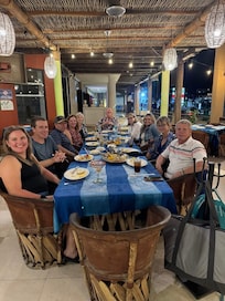 all friends meeting for dinner