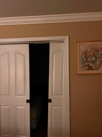 Broken door and the outdoor screen doors are bent up all 3 of them