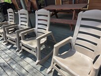 chairs, tables, picnic table covred in mold & dirt. We scrubbed and covered in blankets to sit