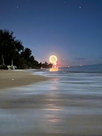Great view of the Wailua New Year’s Eve fireworks display from your own beach.