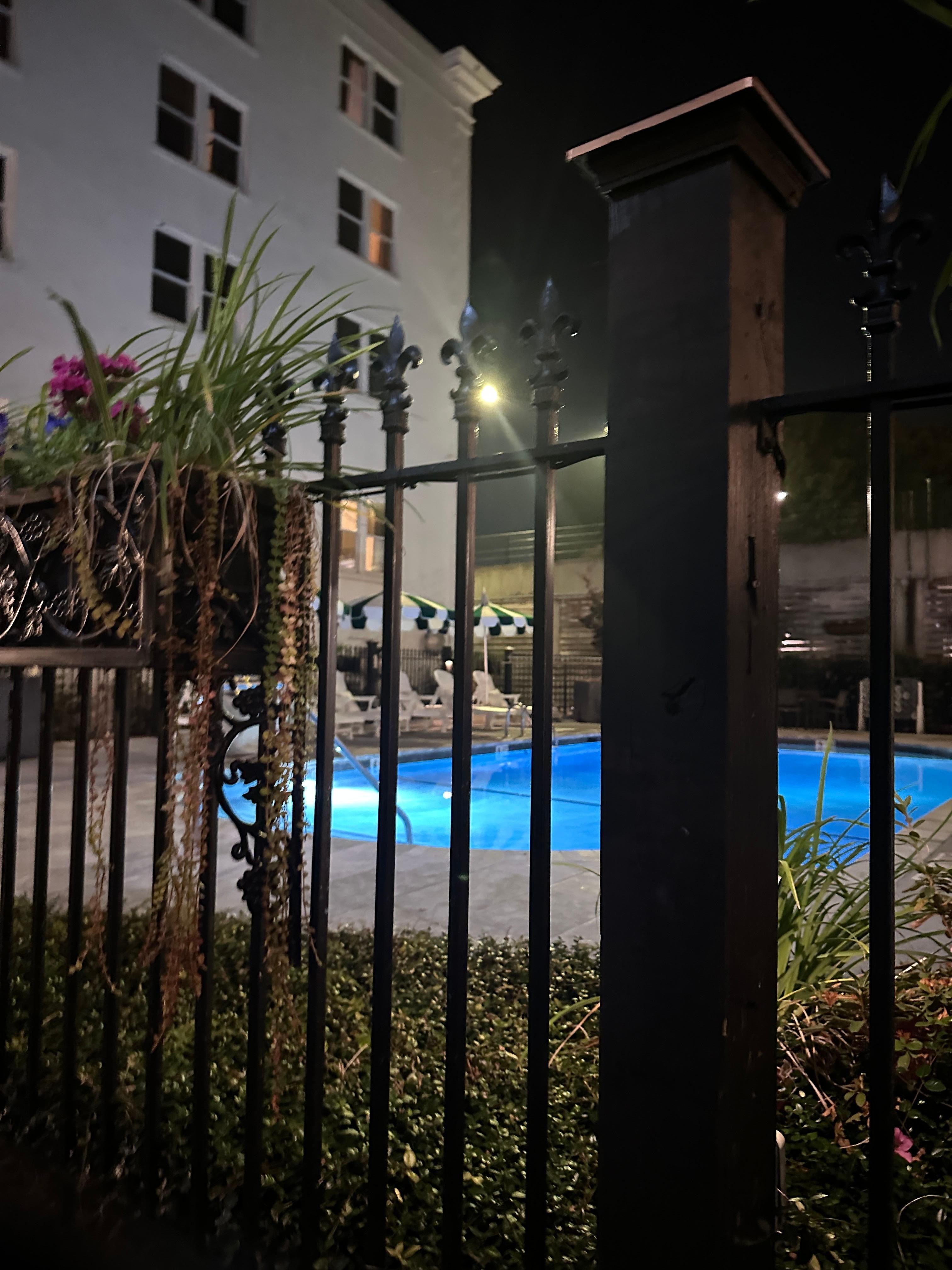 Pool area at night
