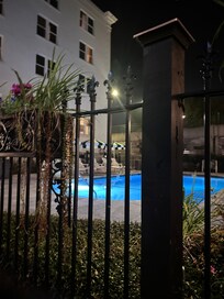 Pool area at night