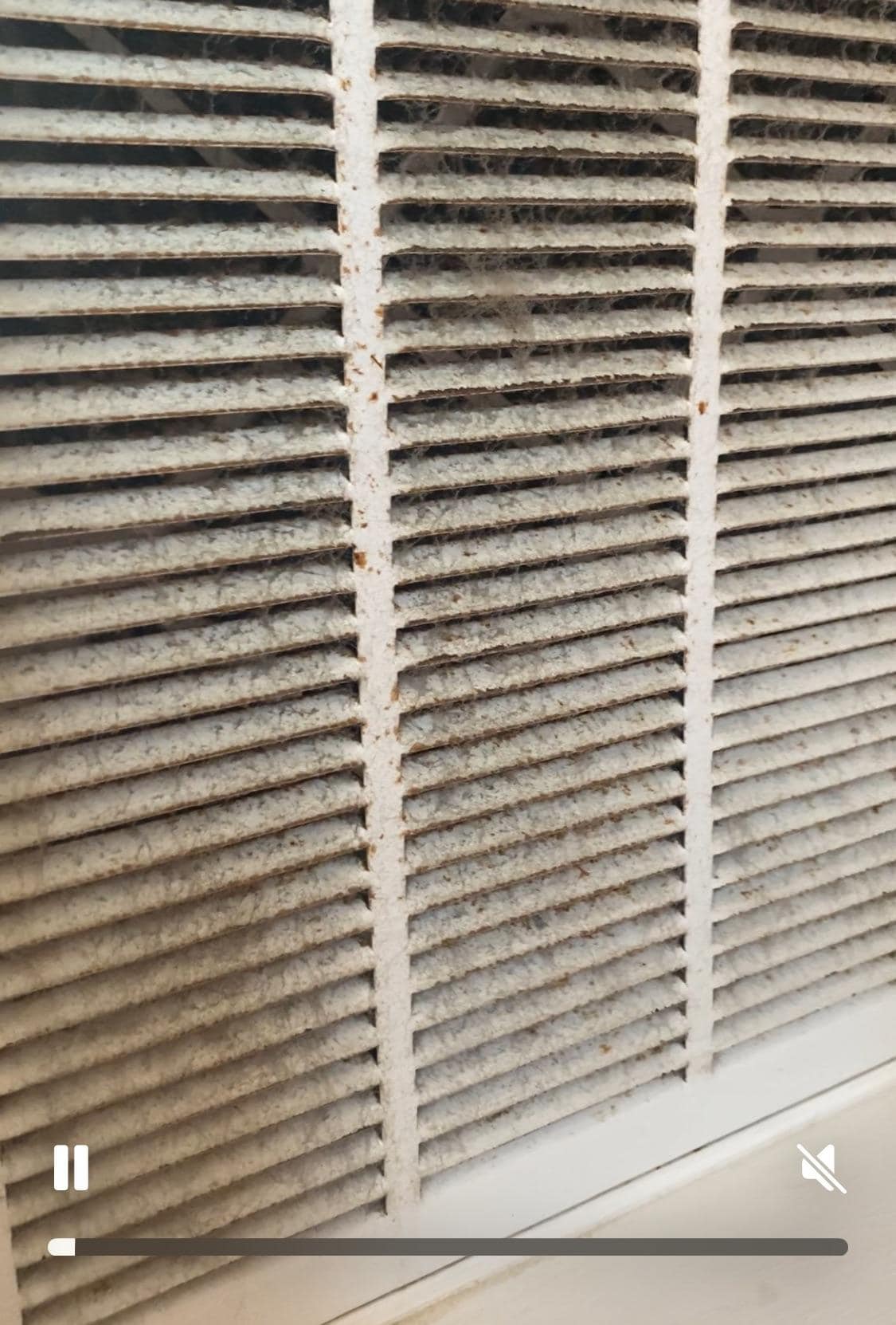 Living room wall vent, thick layers of dust