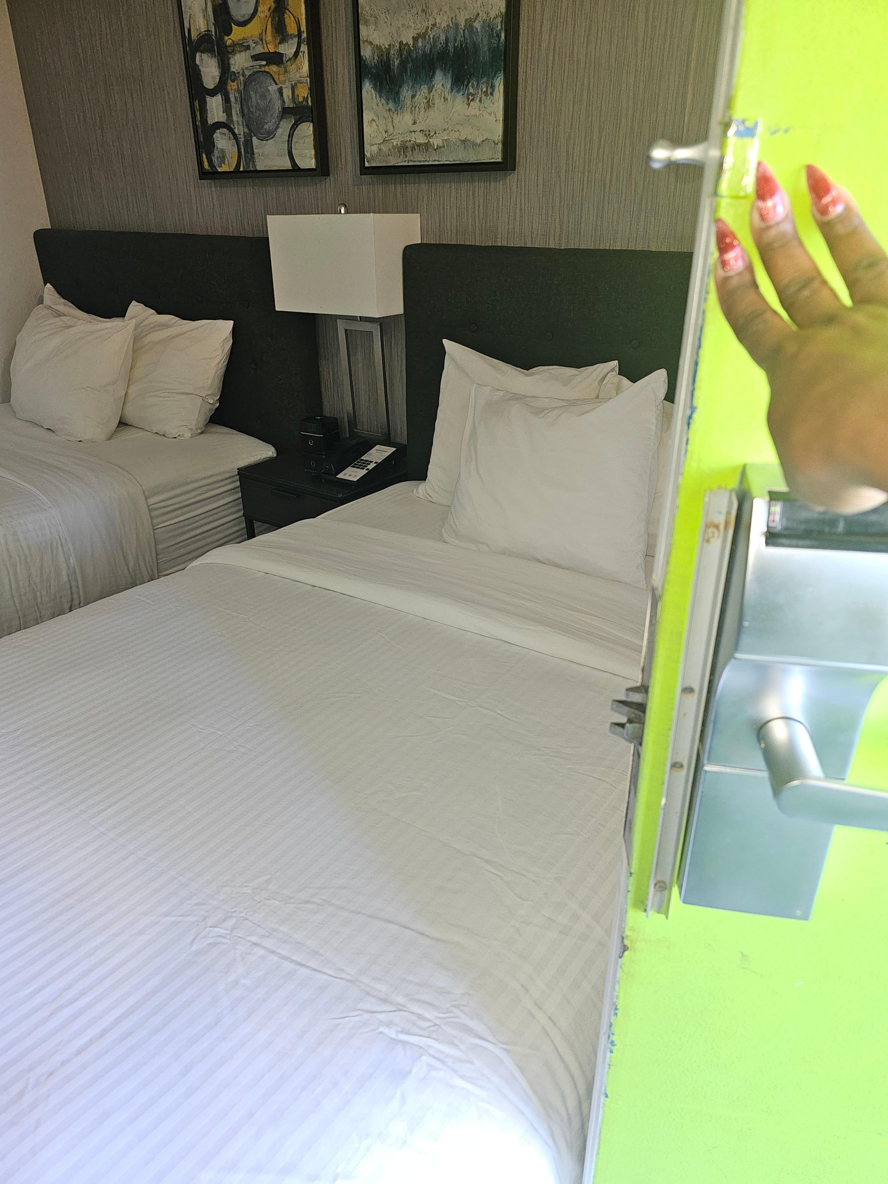 The door was touching the bed.