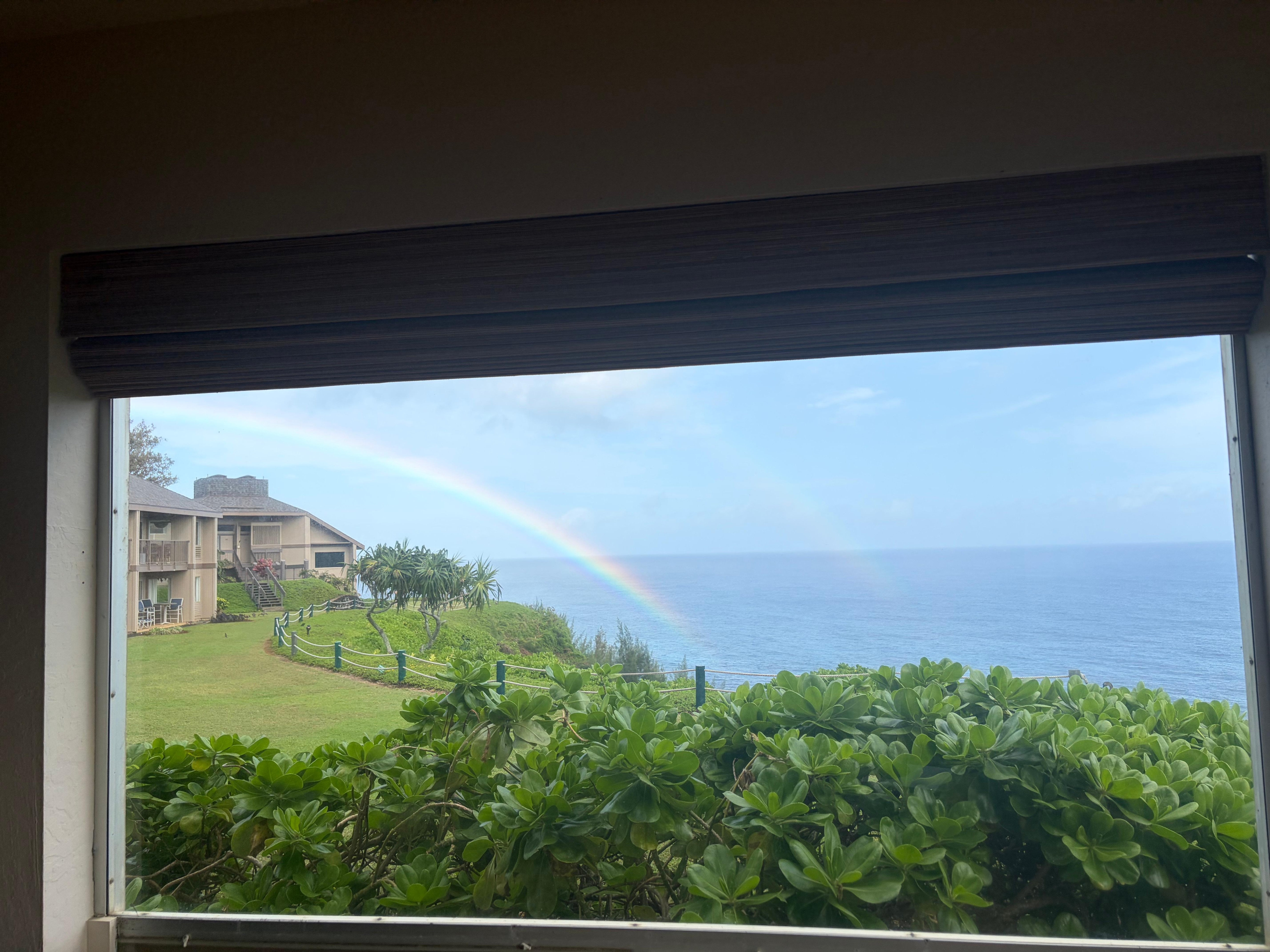 View of a rainbow from the breakfast nook.