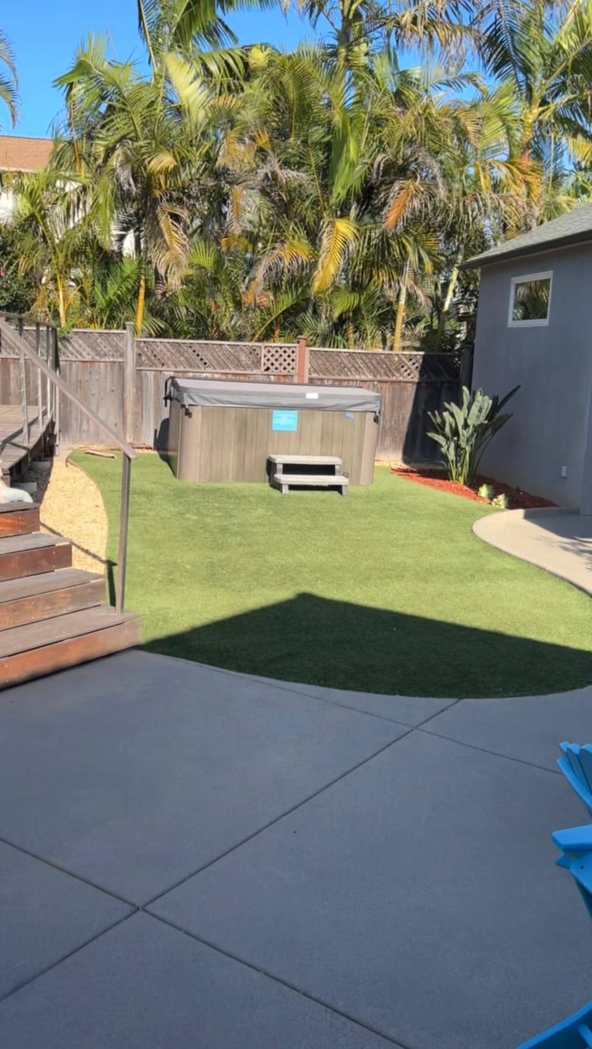 Backyard with hot tub