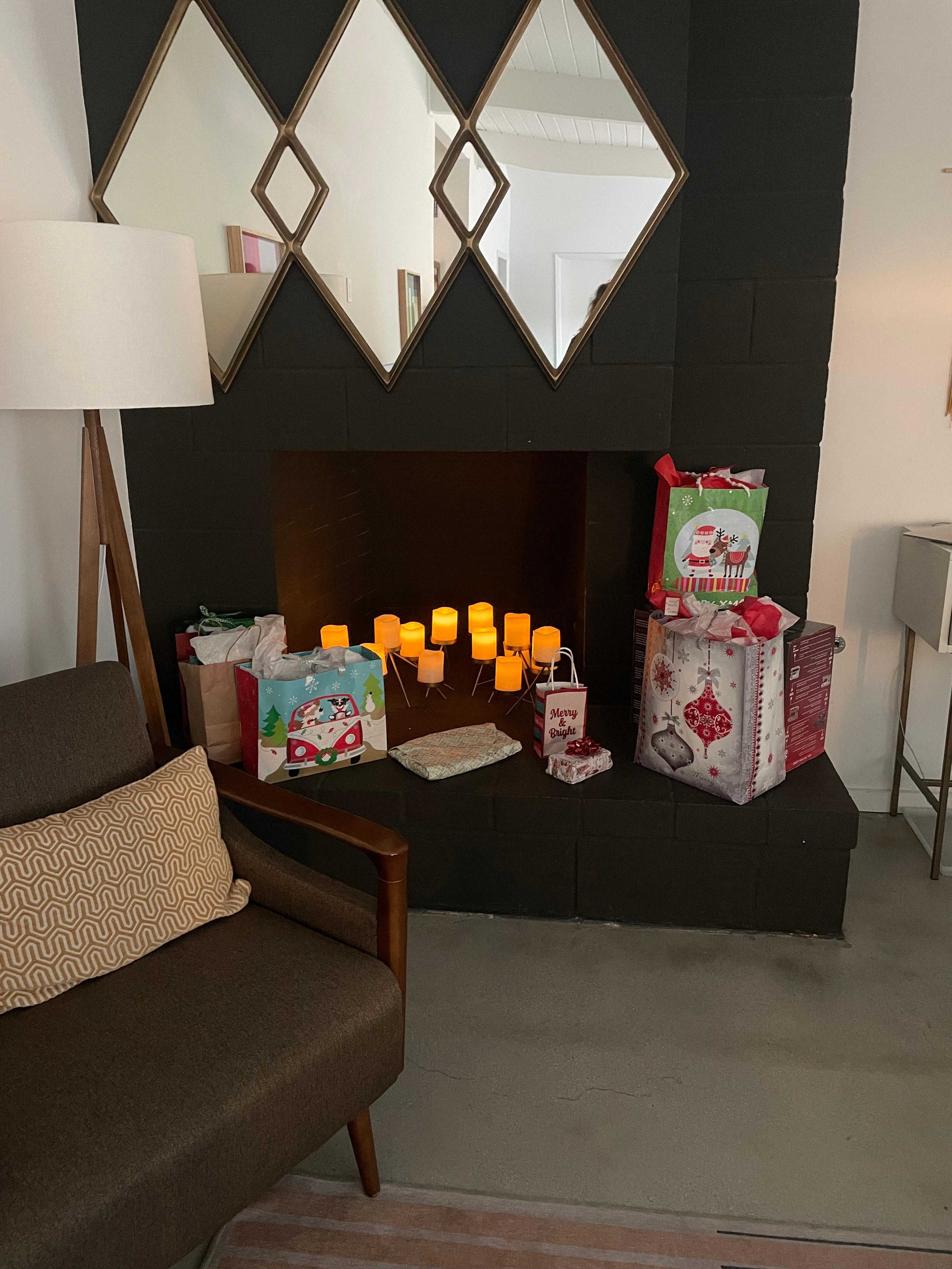 Fireplace is for looks only but they added flameless candles which helped with our Christmas 